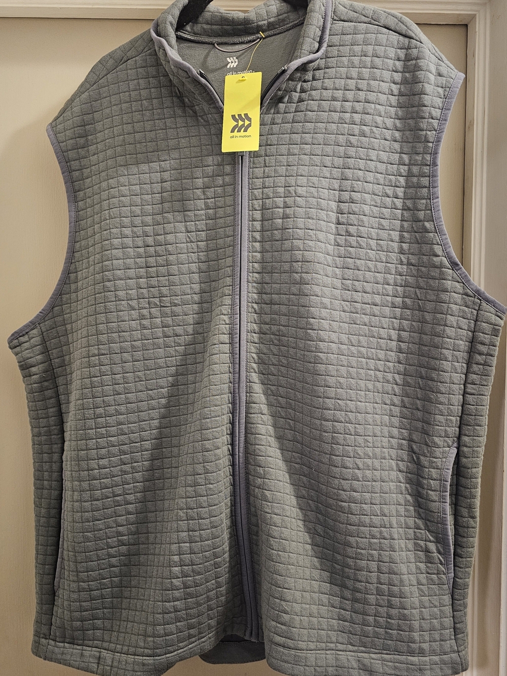 All in Motion Men's Size XXL Quilted Light Gray Full-Zip Vest